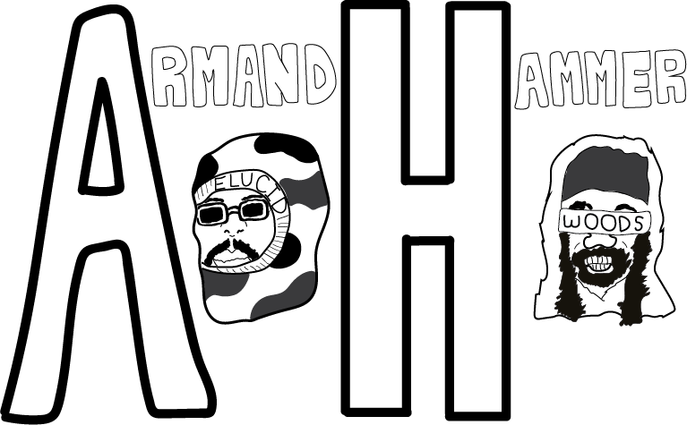 Armand Hammer logo with the 2 faces placed right beneath the letters following the capitals.